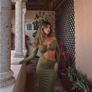 Olive Green Cut-Out Dress